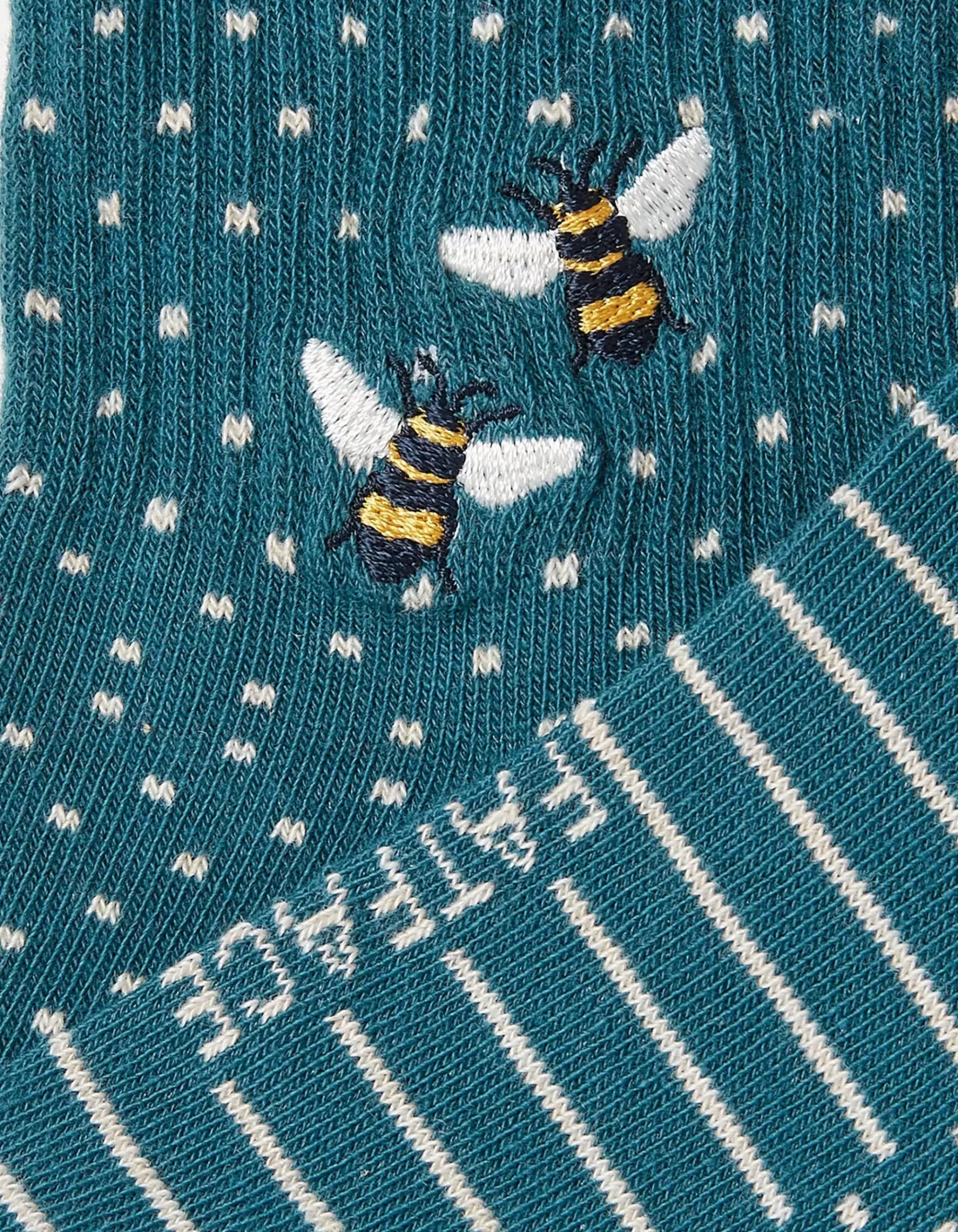 1 Pack Embroidered Bee Rib Socks