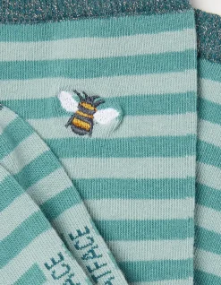 1 Pack Embroidered Bee Stripe Socks