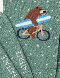1 Pack Surfing Bear Bike Socks