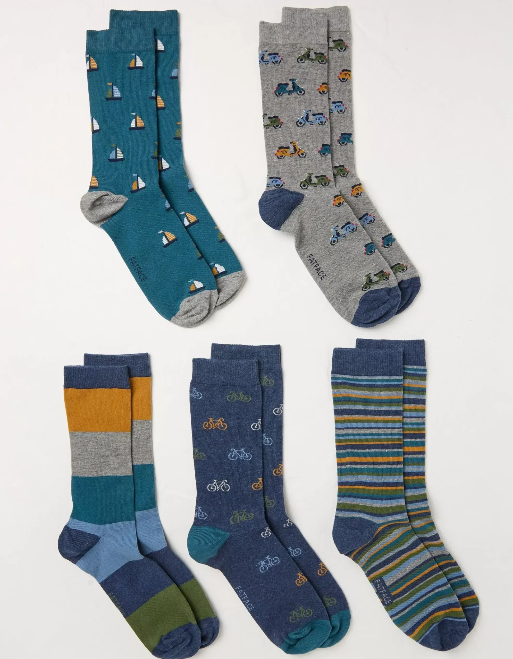 5 Pack Vehicle Stripe Socks