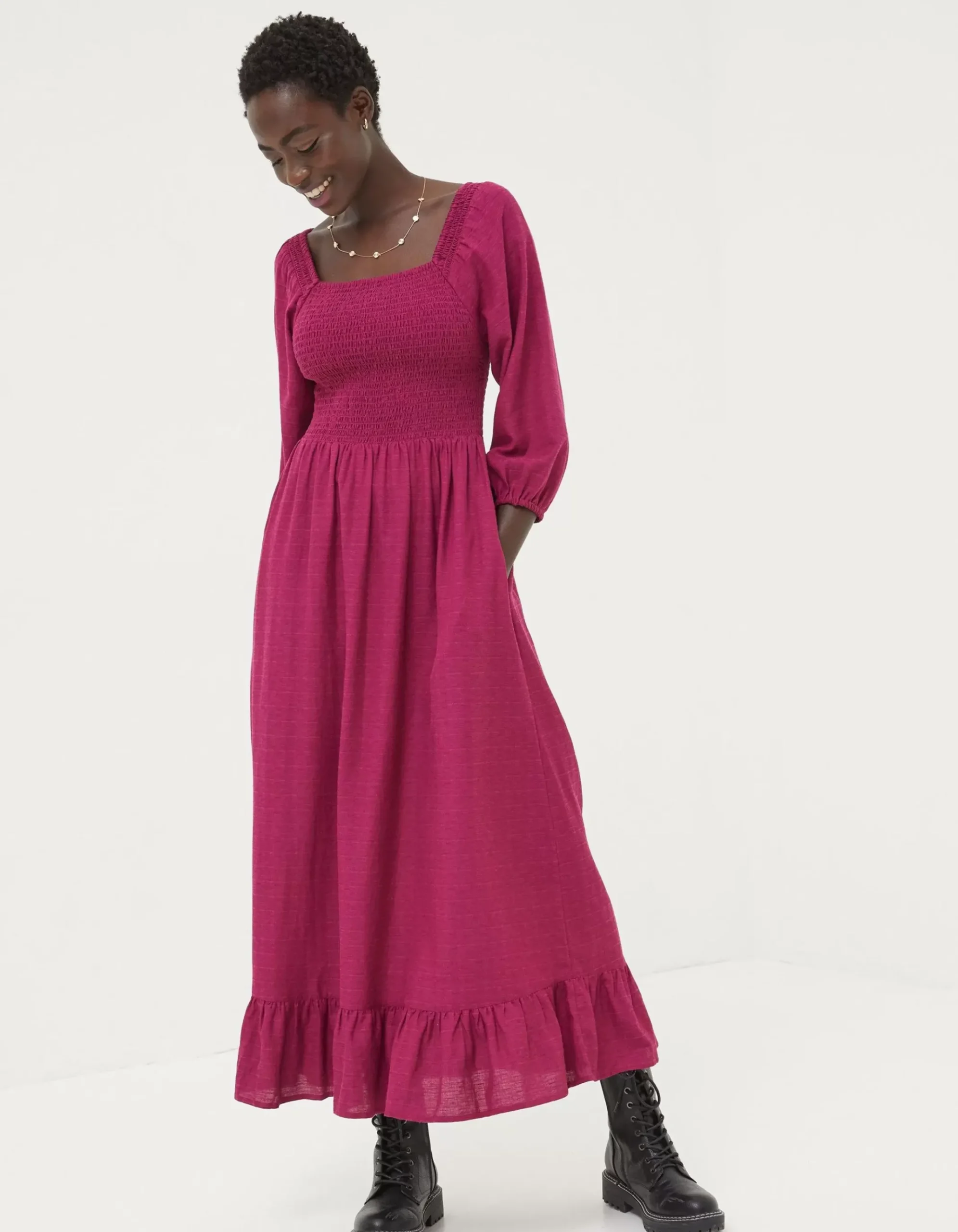 Adele Shirred Midi Dress