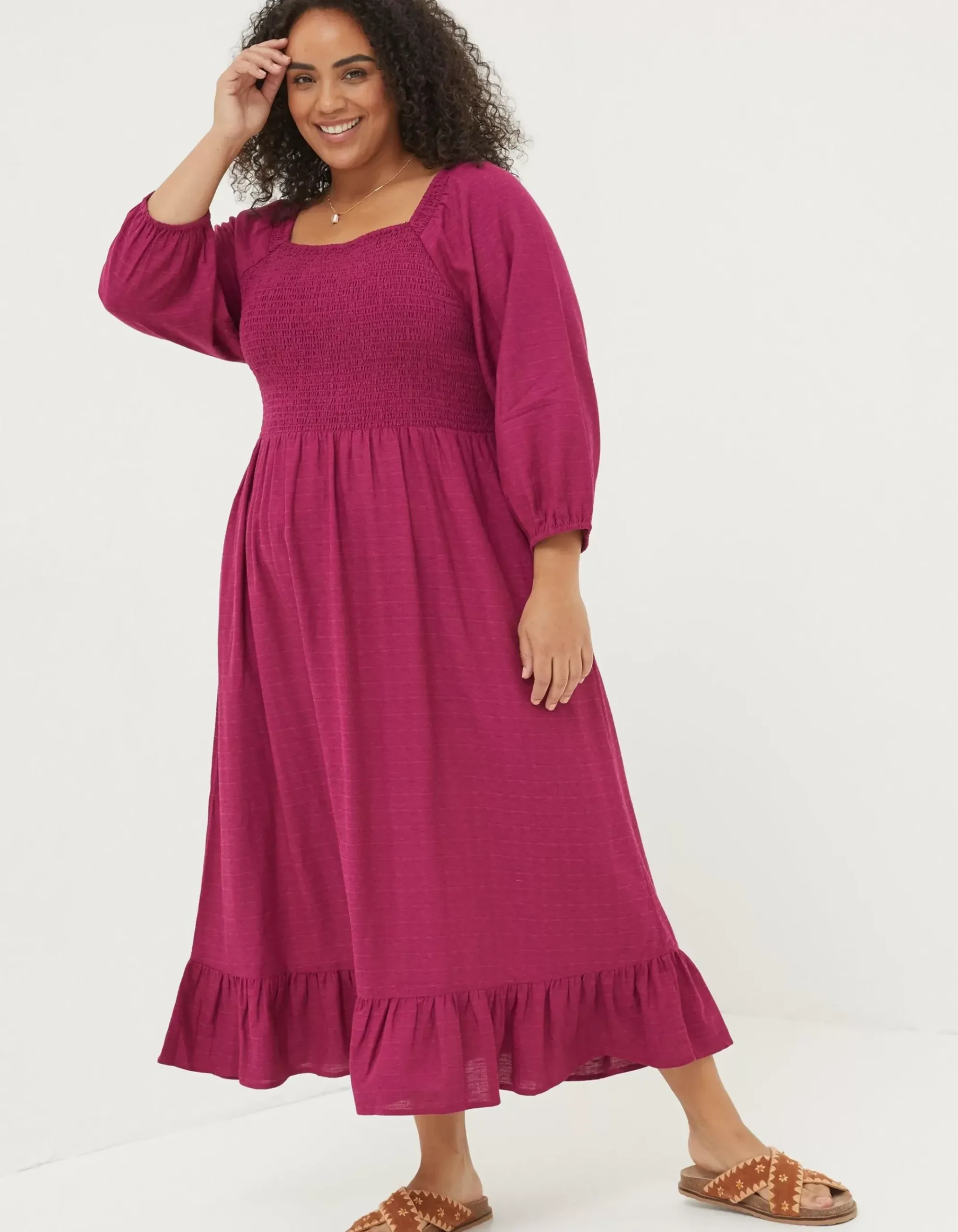 Adele Shirred Midi Dress