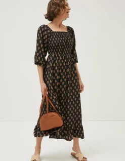 Adele Woodblock Midi Dress