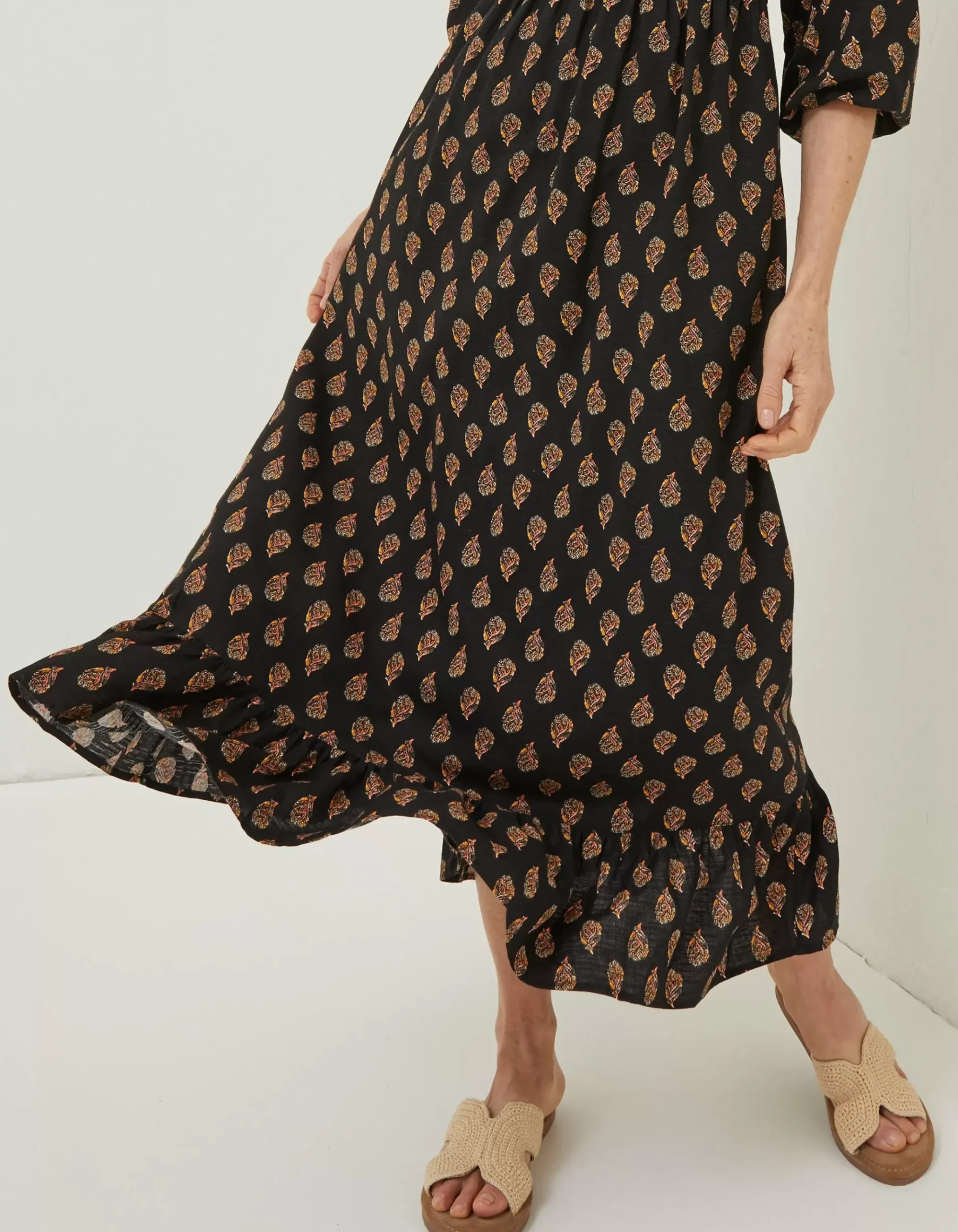 Adele Woodblock Midi Dress