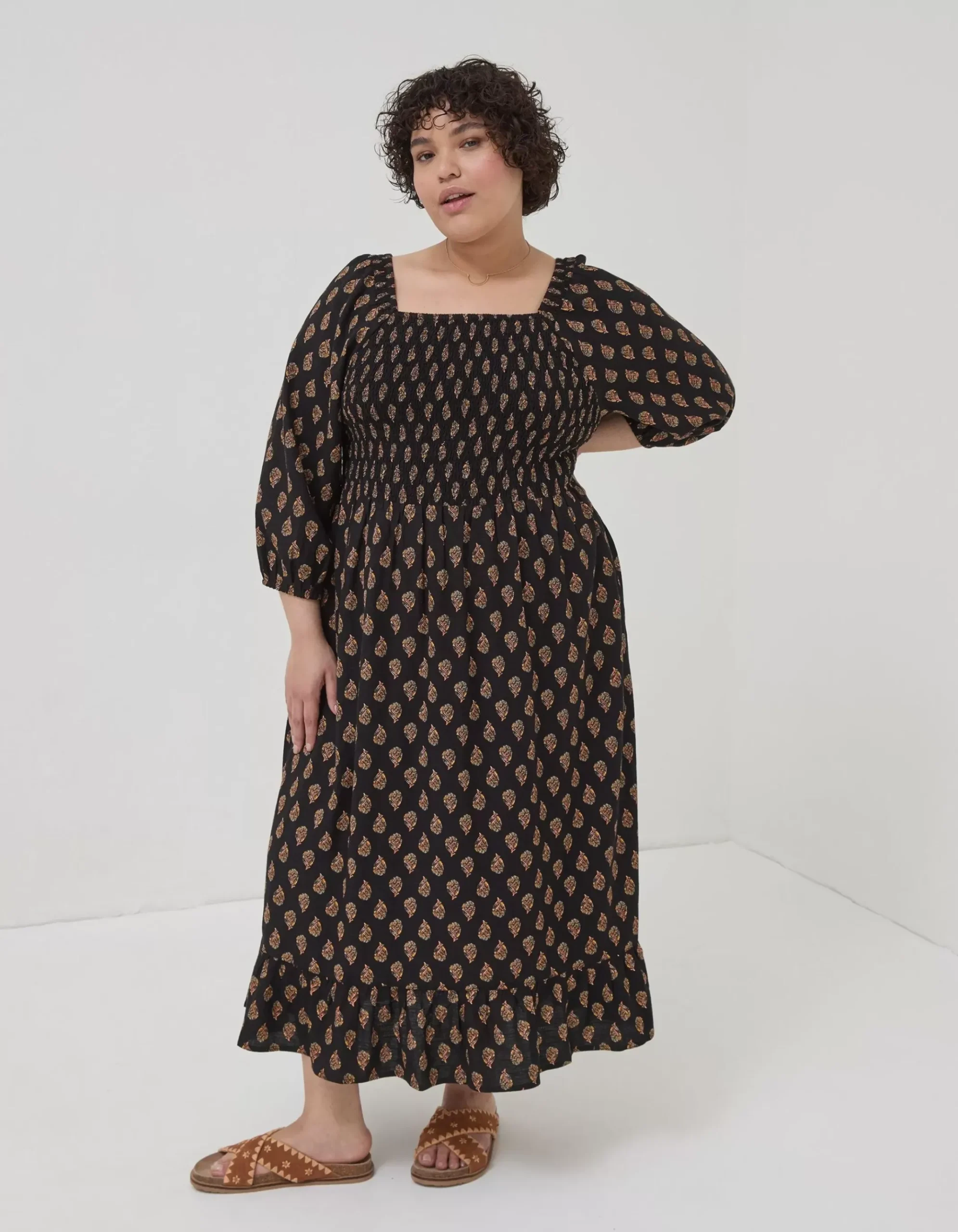 Adele Woodblock Midi Dress