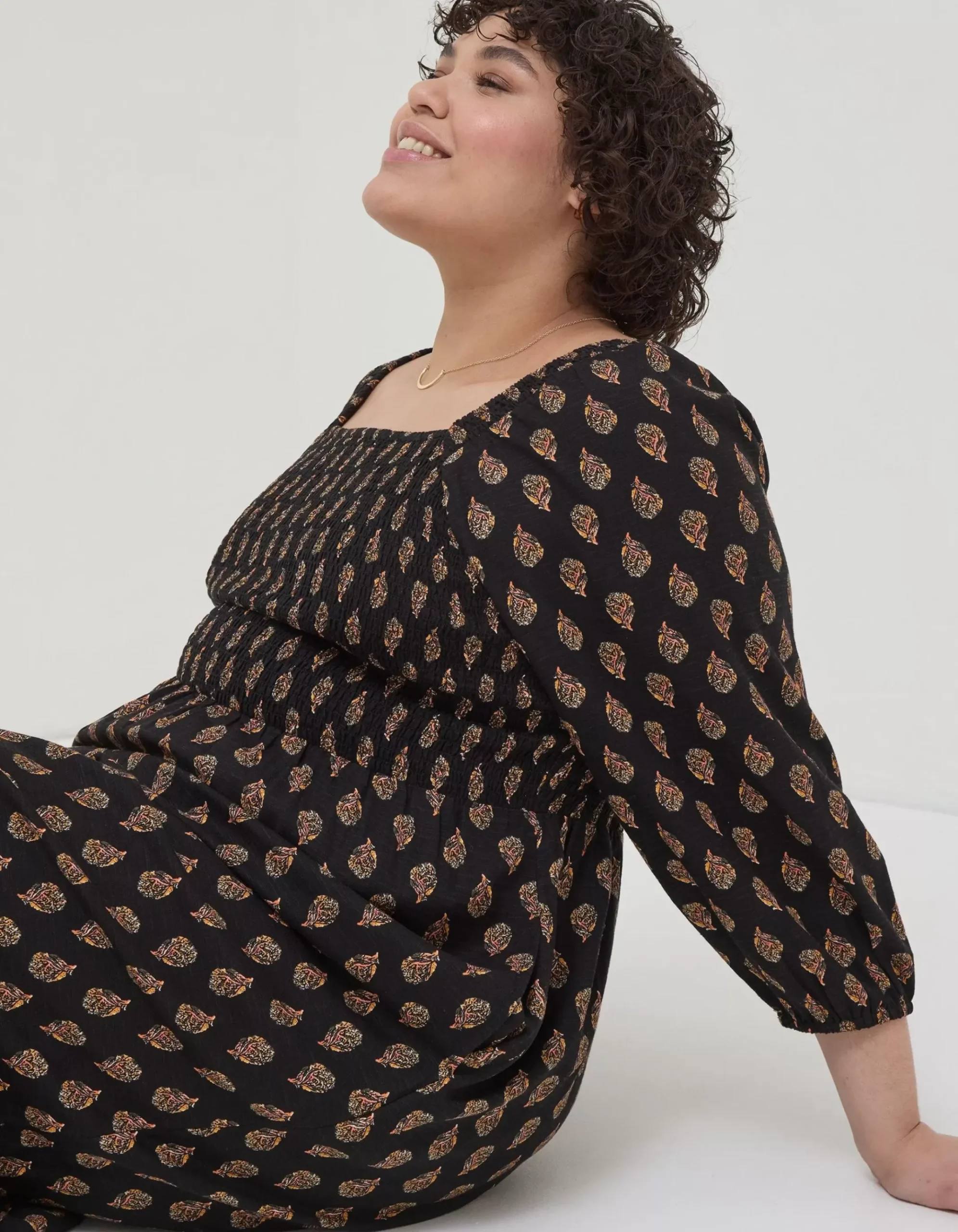 Adele Woodblock Midi Dress