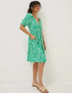 Aideen Linen Blend Leaf Dress