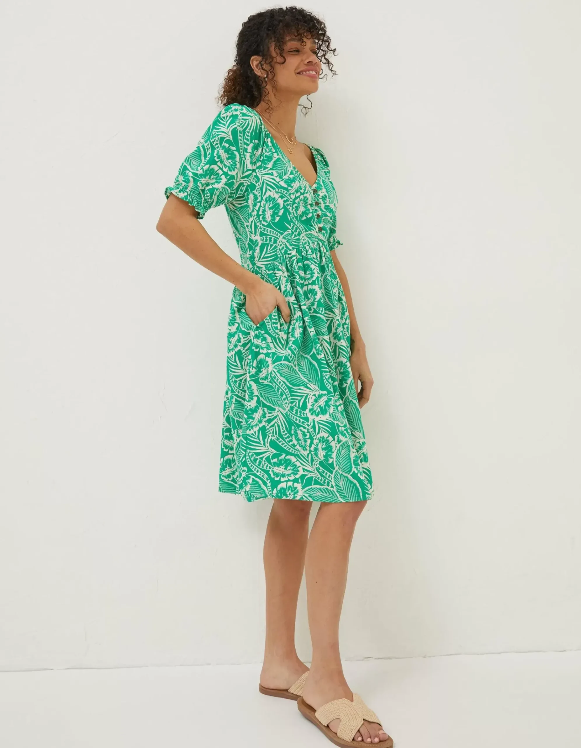 Aideen Linen Blend Leaf Dress