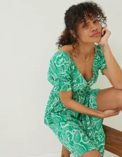 Aideen Linen Blend Leaf Dress