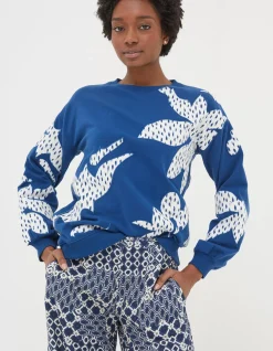 Alex Textured Leaves Crew Sweatshirt