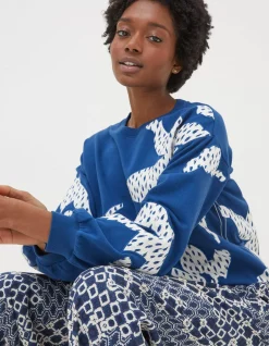 Alex Textured Leaves Crew Sweatshirt