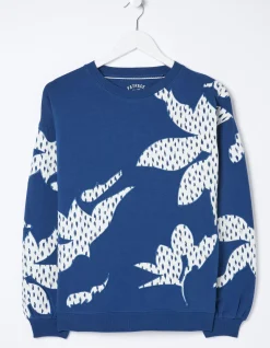 Alex Textured Leaves Crew Sweatshirt