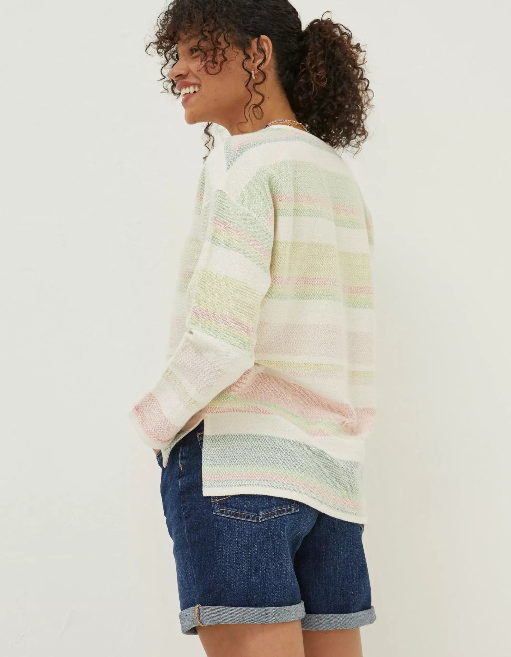 Amari Textured Stripe Crew Sweatshirt