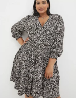 Amba Mono Vines Jersey Dress