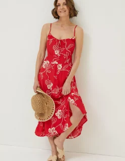 Ariel Batik Red Midi Dress