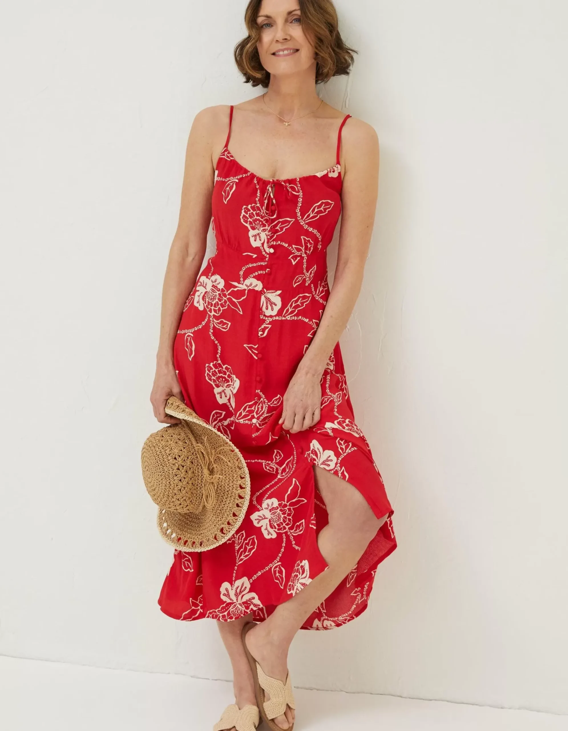 Ariel Batik Red Midi Dress