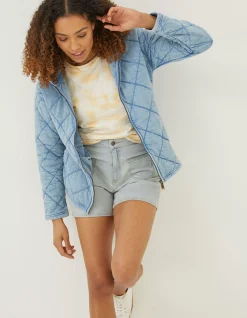 Asher Quilted Zip Through Hoodie