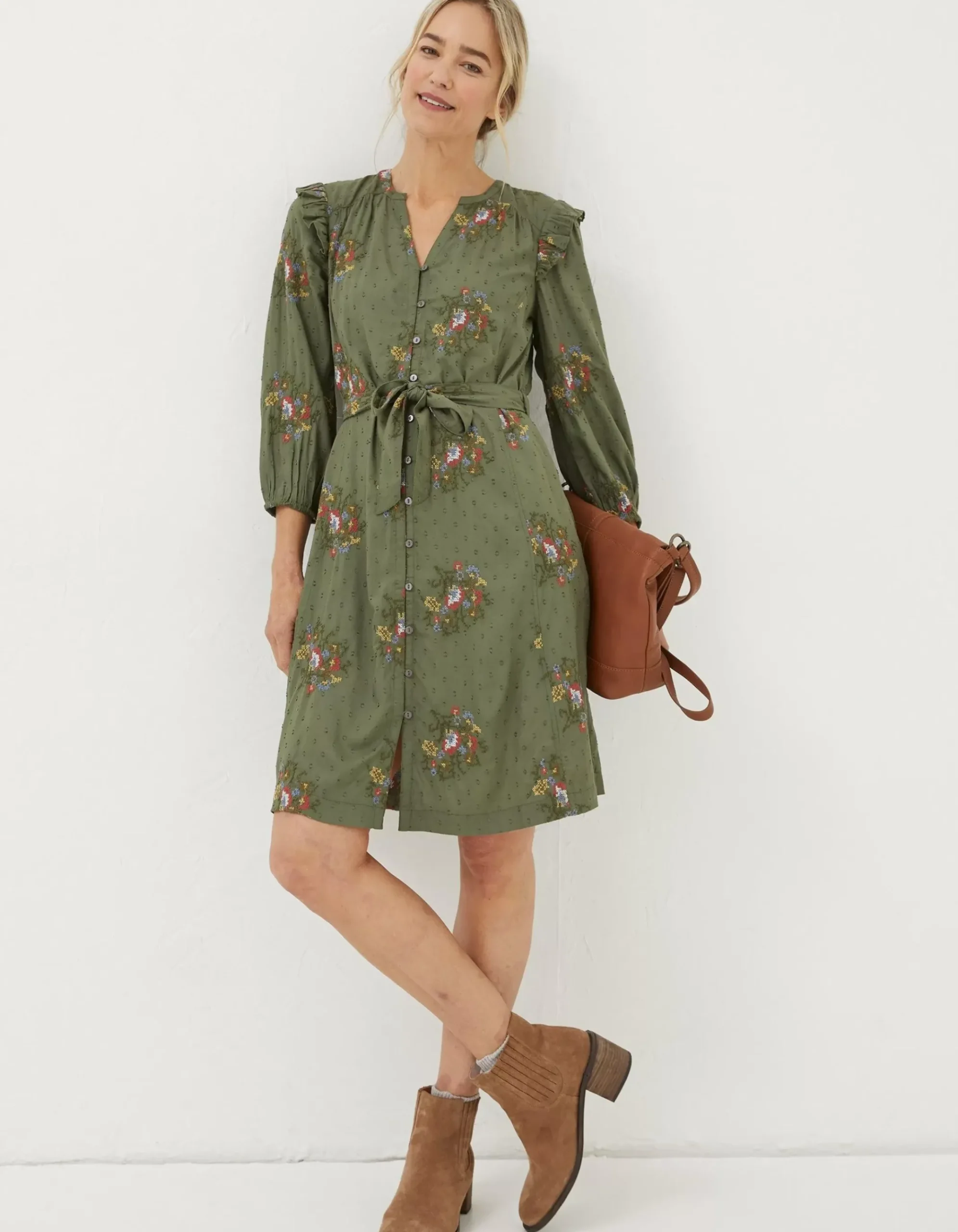 Bernie Embroidered Shirt Dress