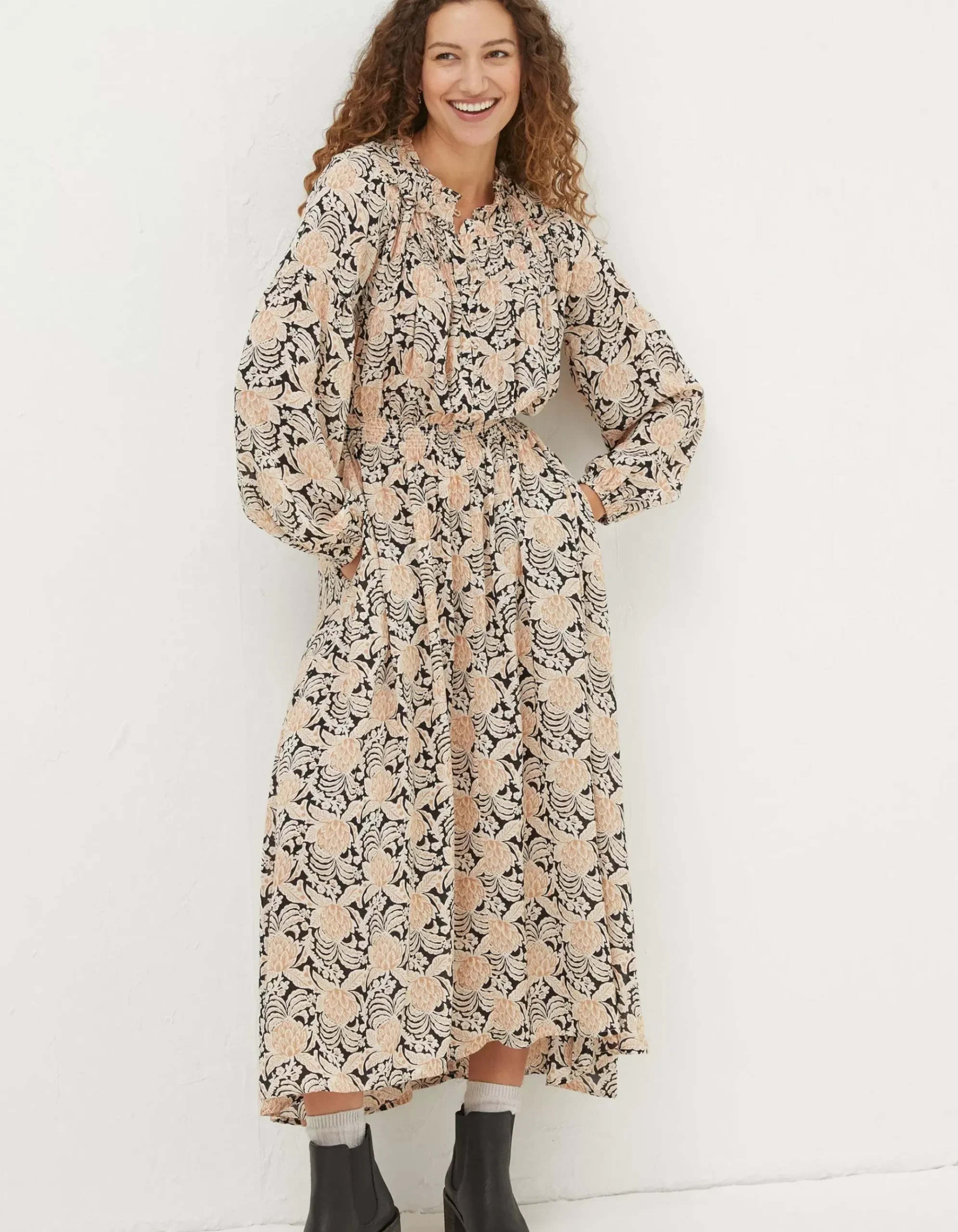 Beth Damask Floral Maxi Dress