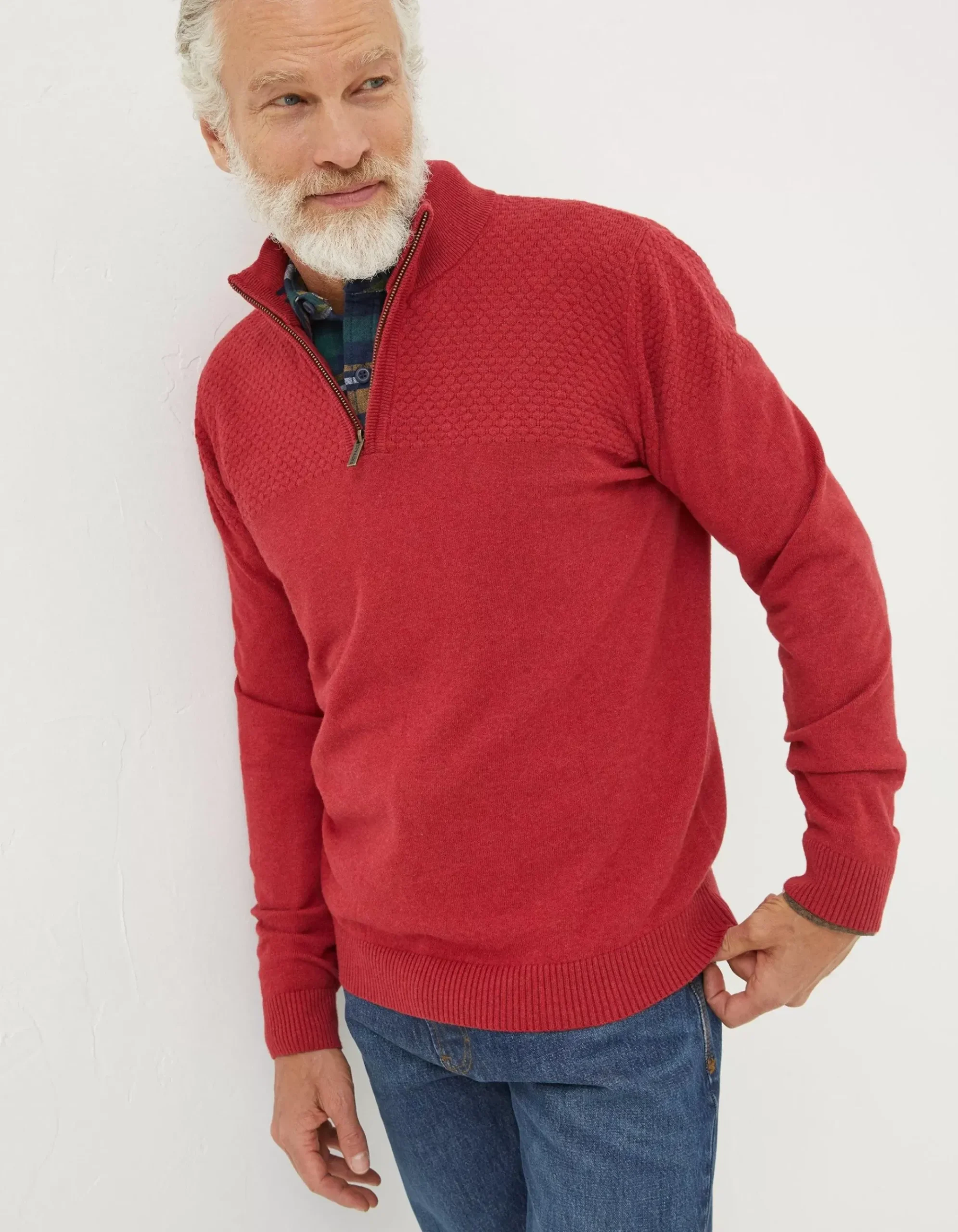 Braunton Textured Half Neck