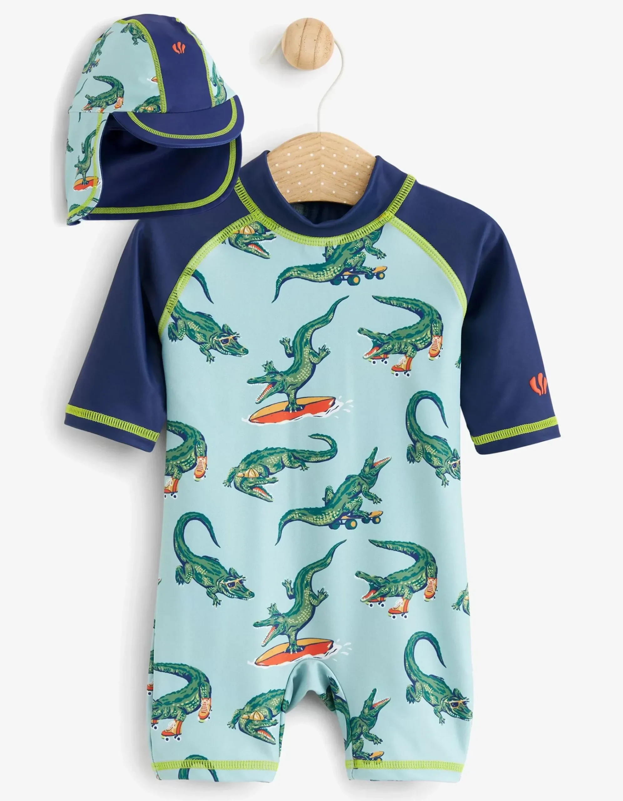 Carter Crocodile Surf Suit And Hat Set