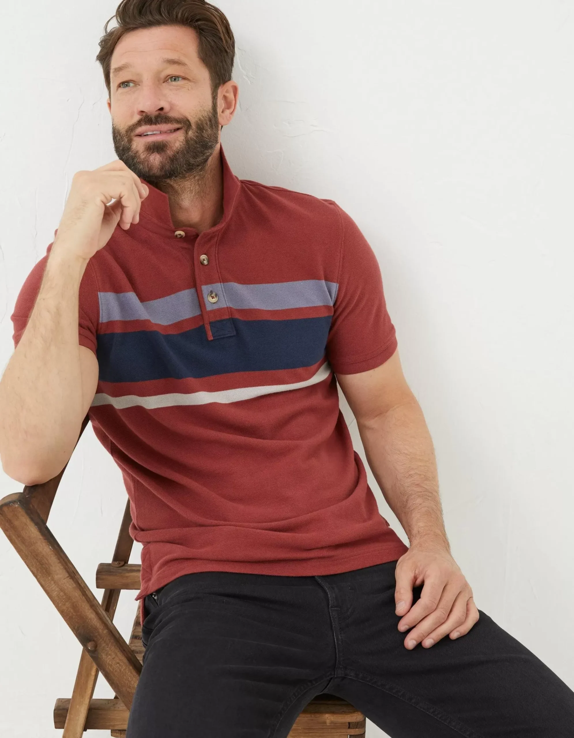 Chest Stripe Pique Polo