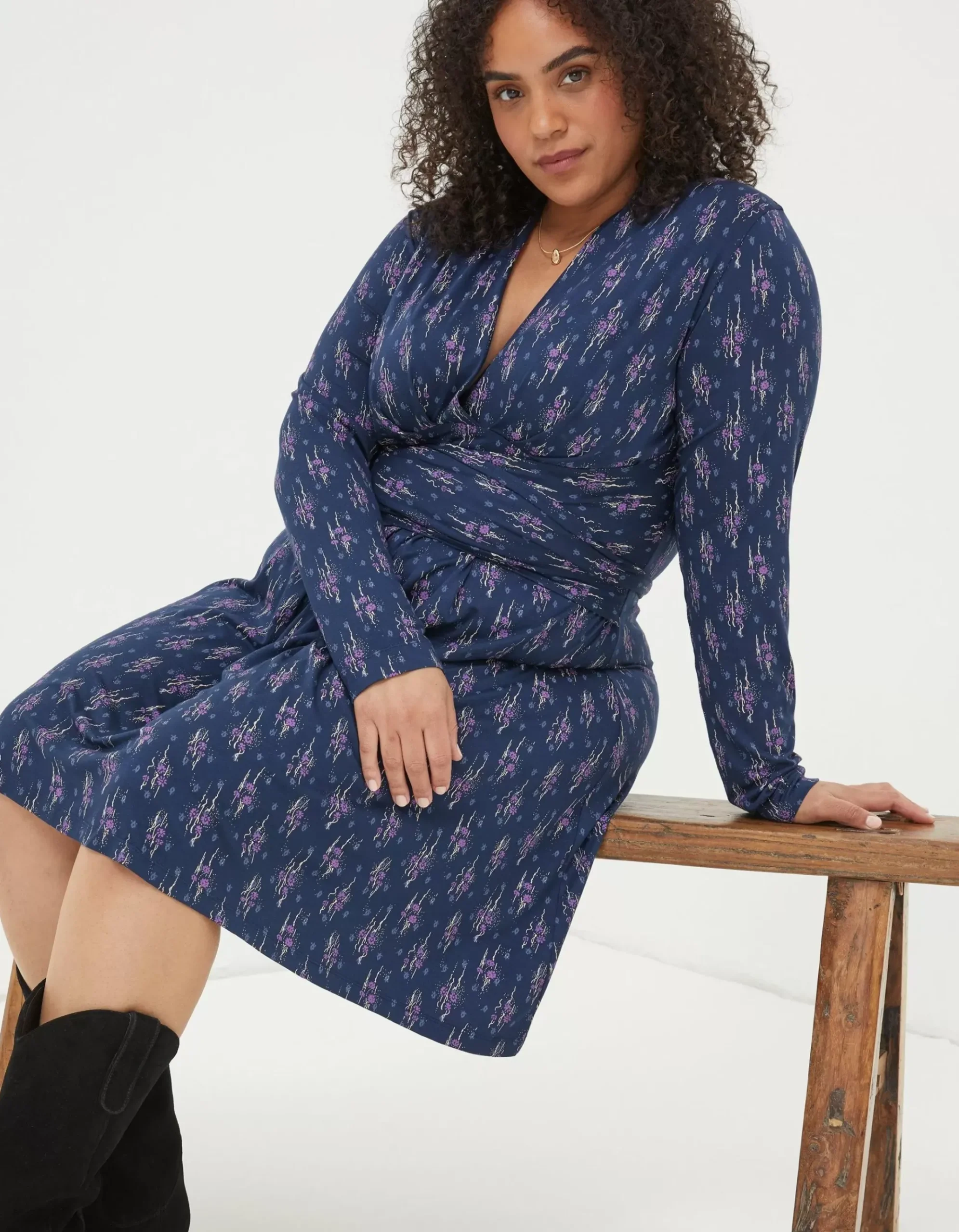 Delphine Ink Ditsy Jersey Dress