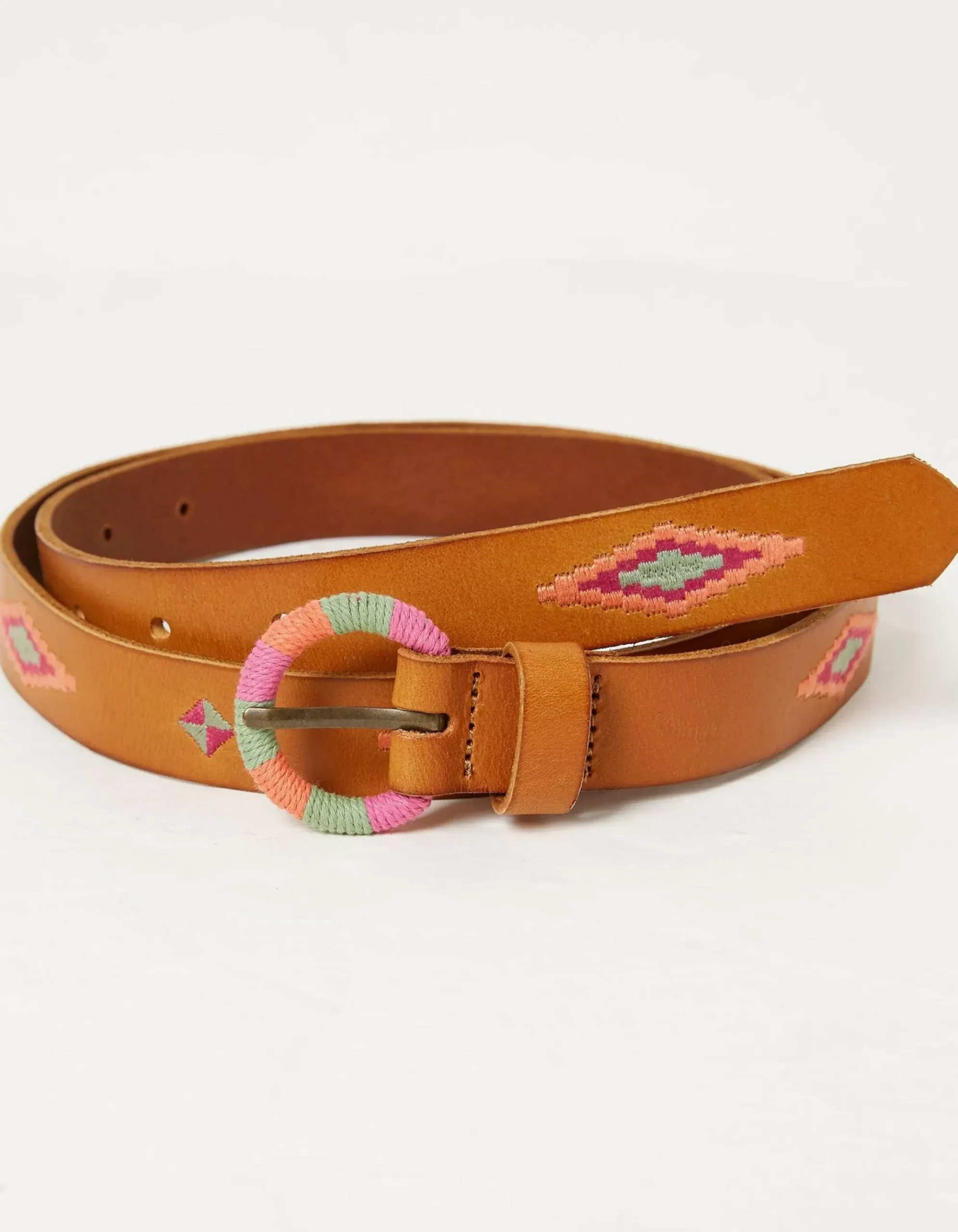 Embroidered Jean Leather Belt