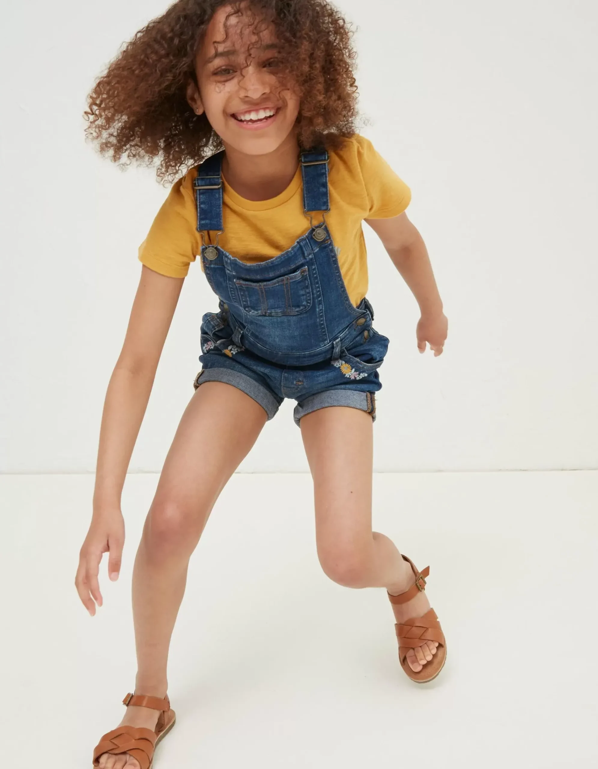 Embroidered Shortie Dungarees