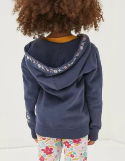 Embroidered Zip Through Hoodie