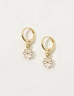 Enamel Flower Drop Earrings