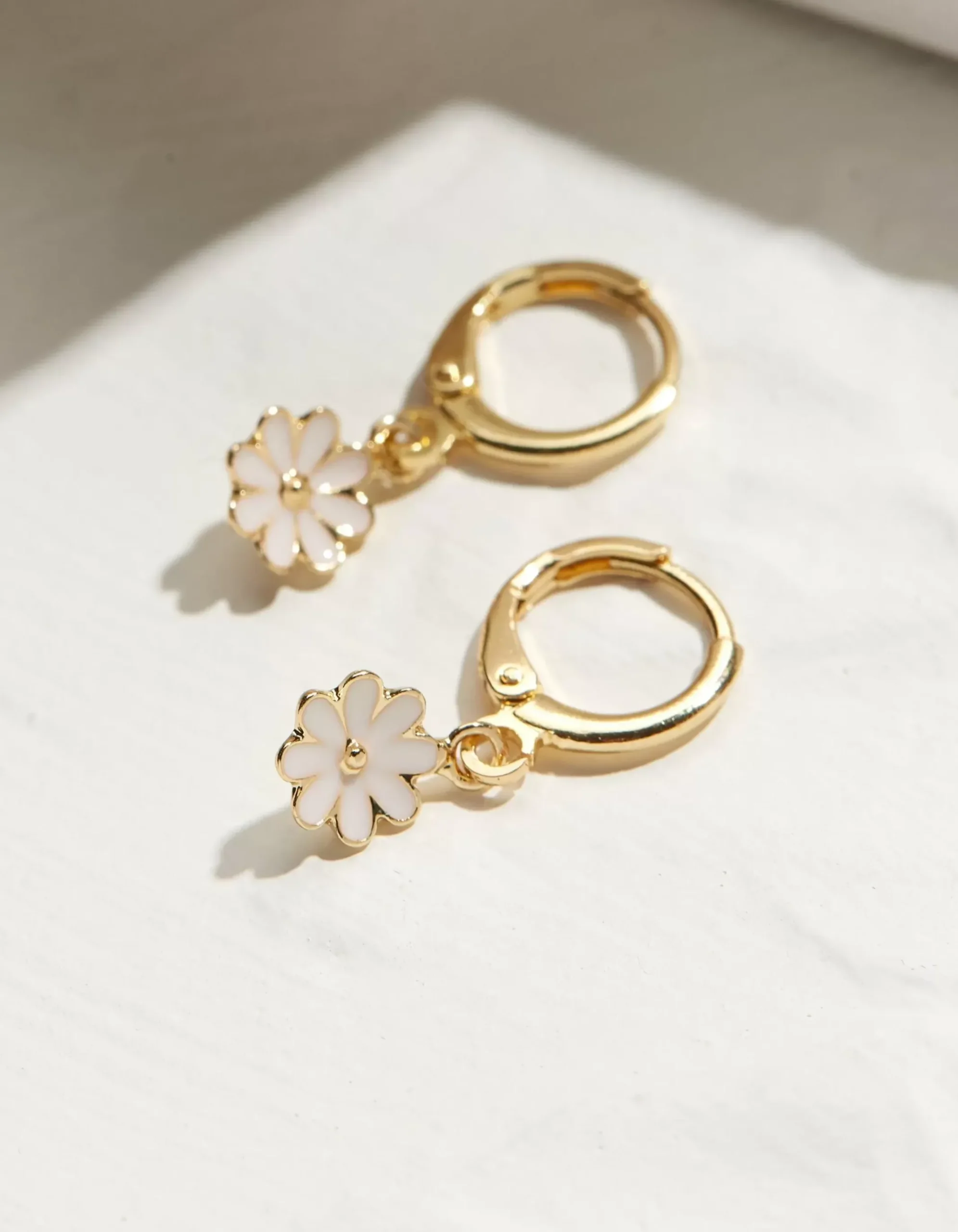 Enamel Flower Drop Earrings