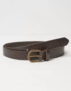 Floral Embossed Leather Belt