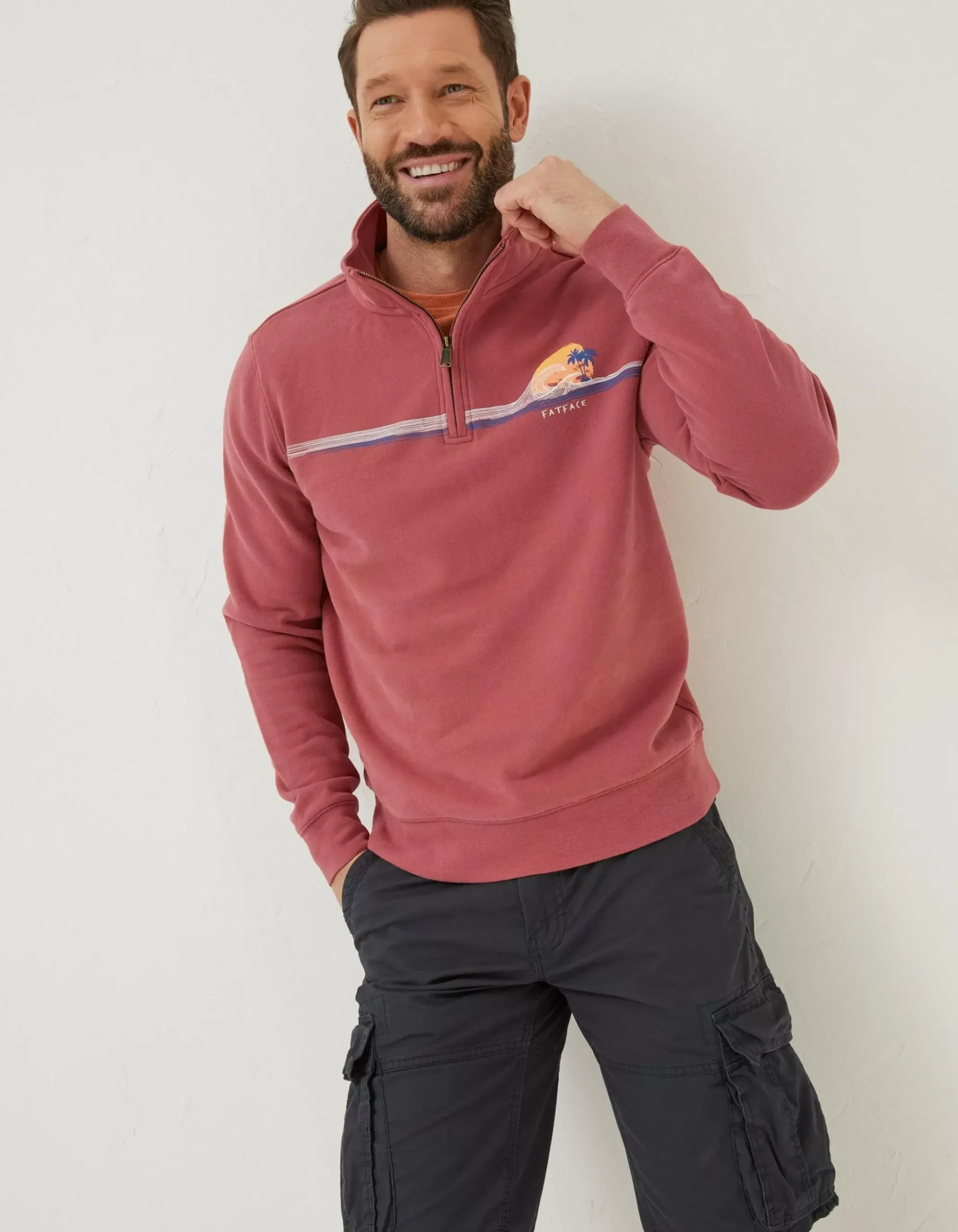 Fowey Print Zip Neck