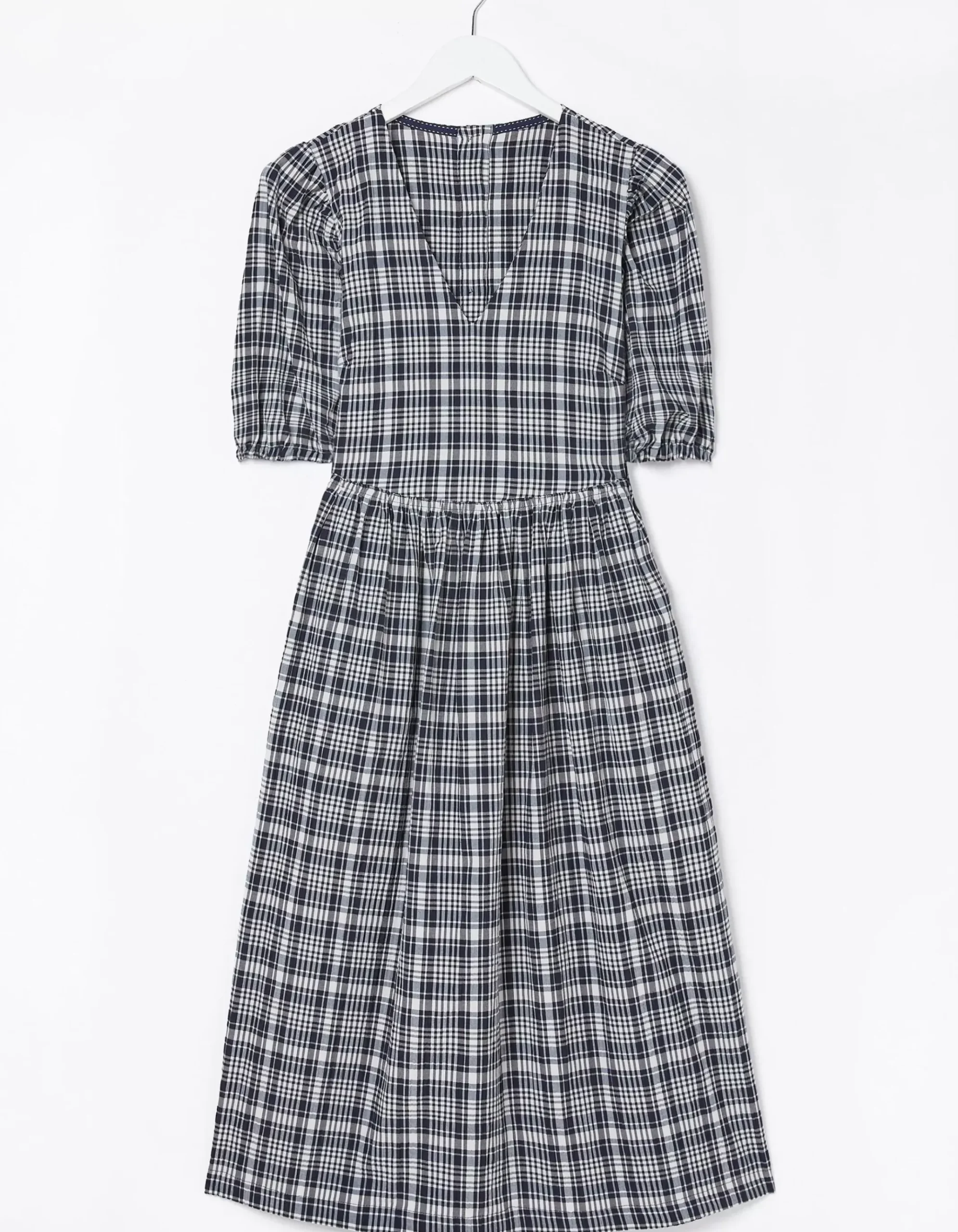 Hannah Puff Sleeve Check Midi Dress