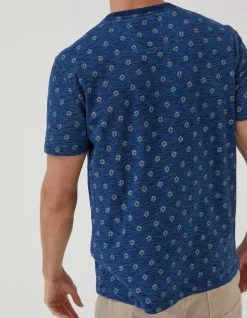 Indigo Geo Print T Shirt