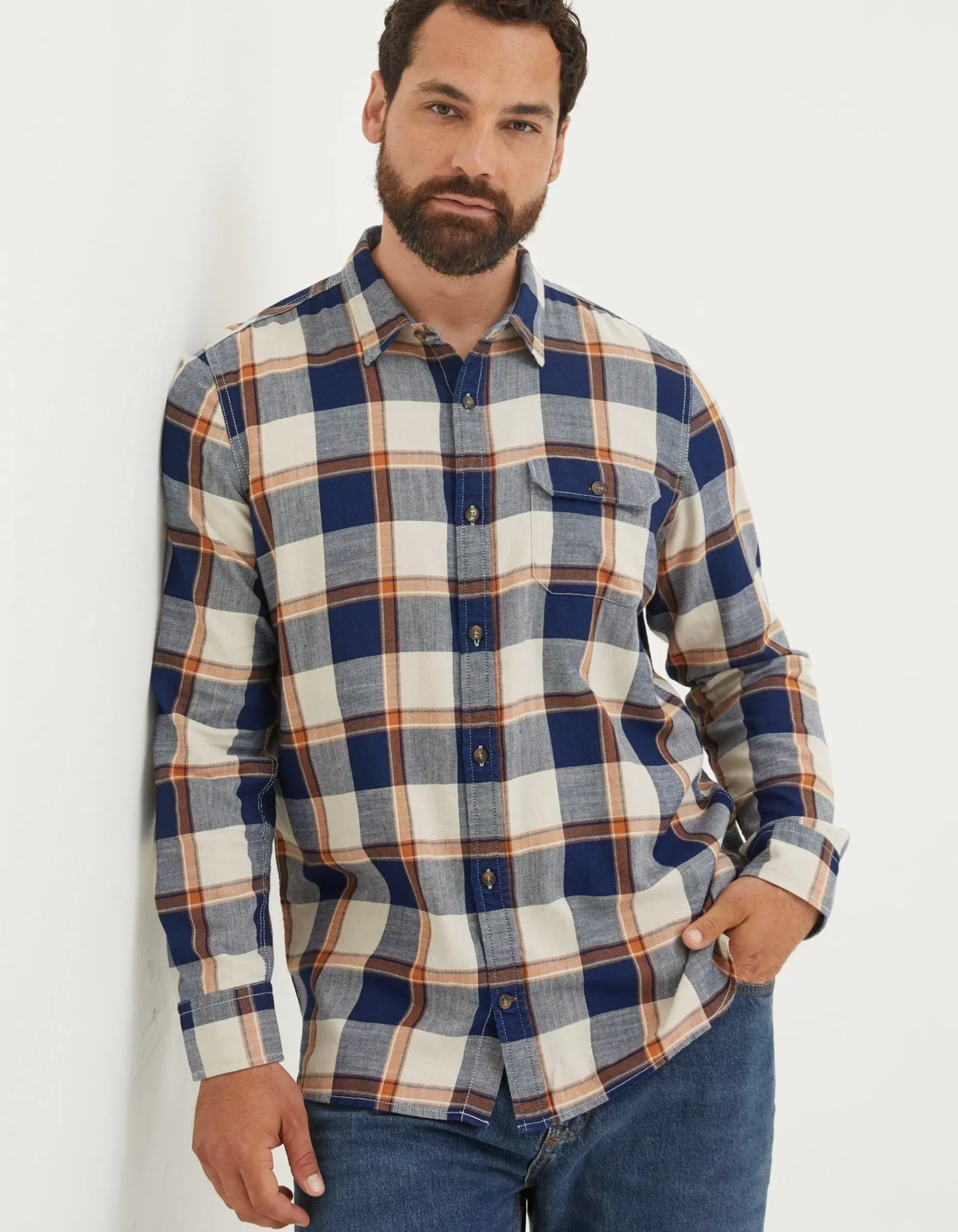 Indigo Grid Check Shirt