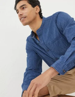 Indigo Stripe Grandad Shirt