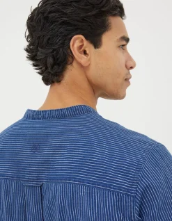 Indigo Stripe Grandad Shirt