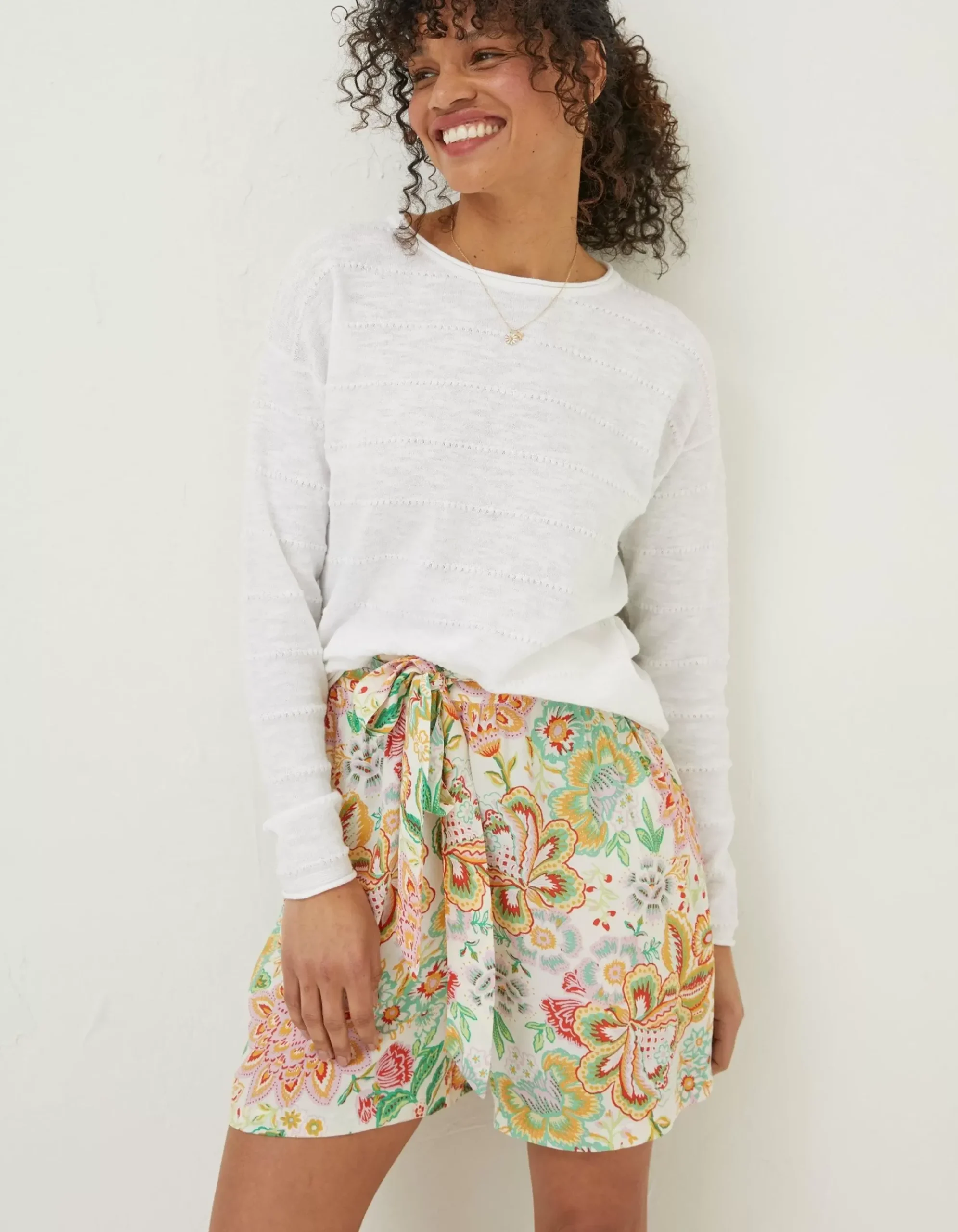 Isobella Linen Blend Button Back Jumper