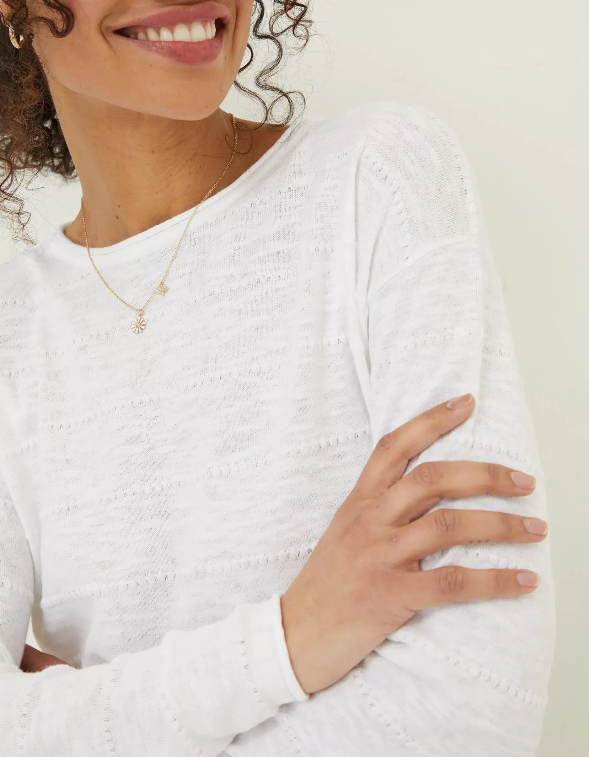 Isobella Linen Blend Button Back Jumper