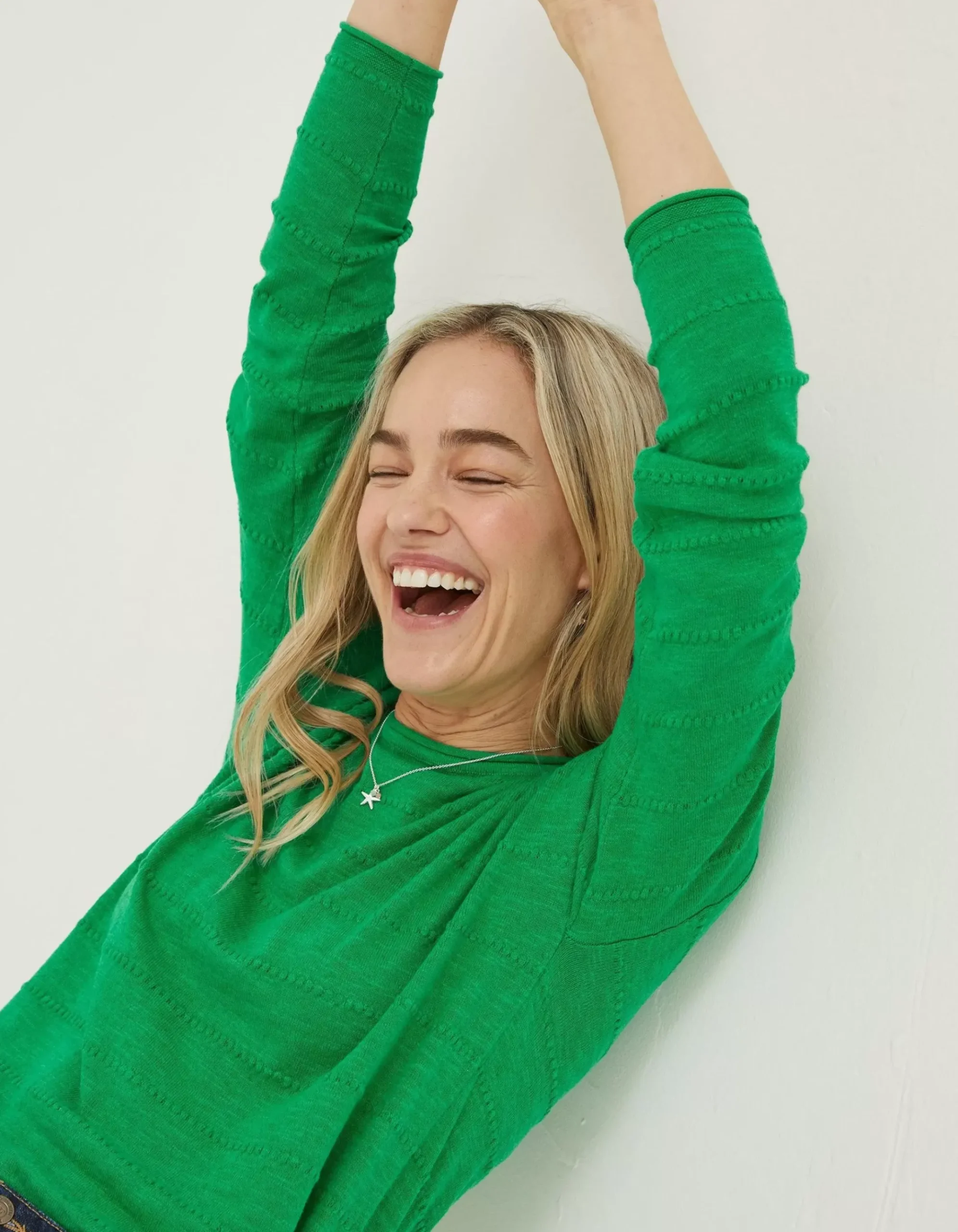 Isobella Linen Blend Button Back Jumper