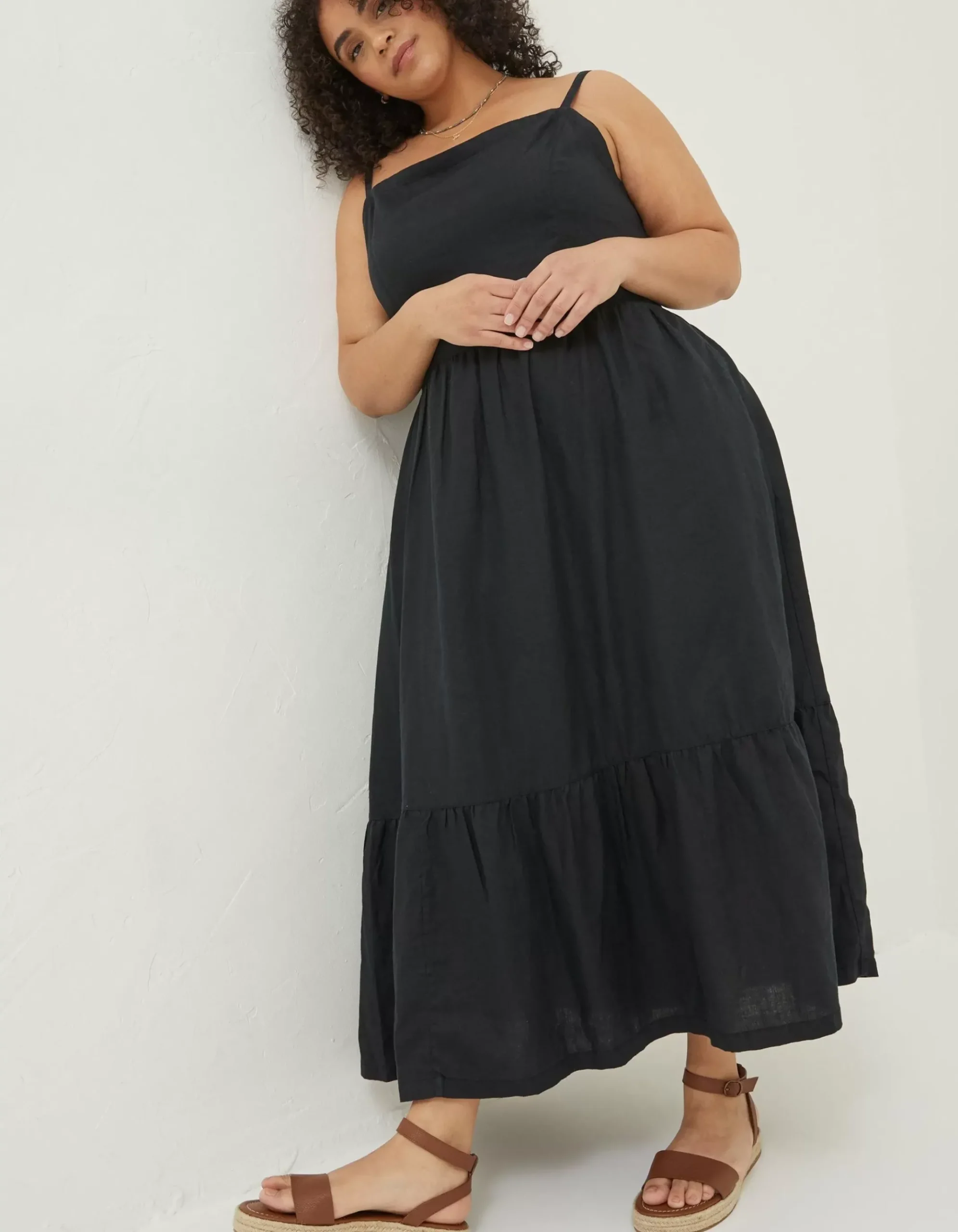 Julien Tie Back Linen Midi Dress