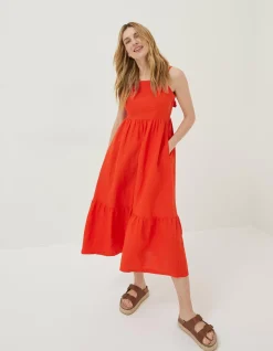 Julien Tie Back Linen Midi Dress