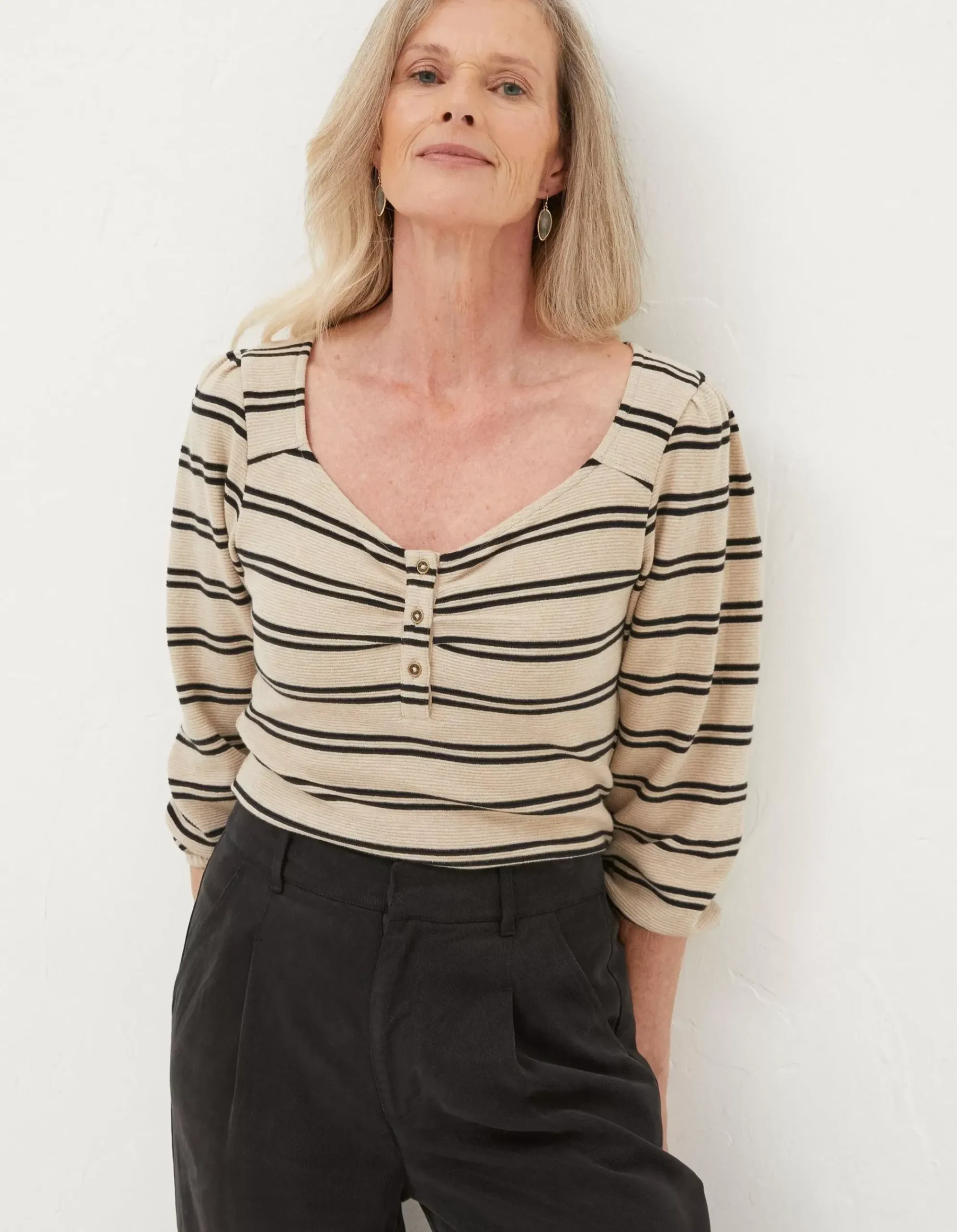 Kara Stripe Henley Top