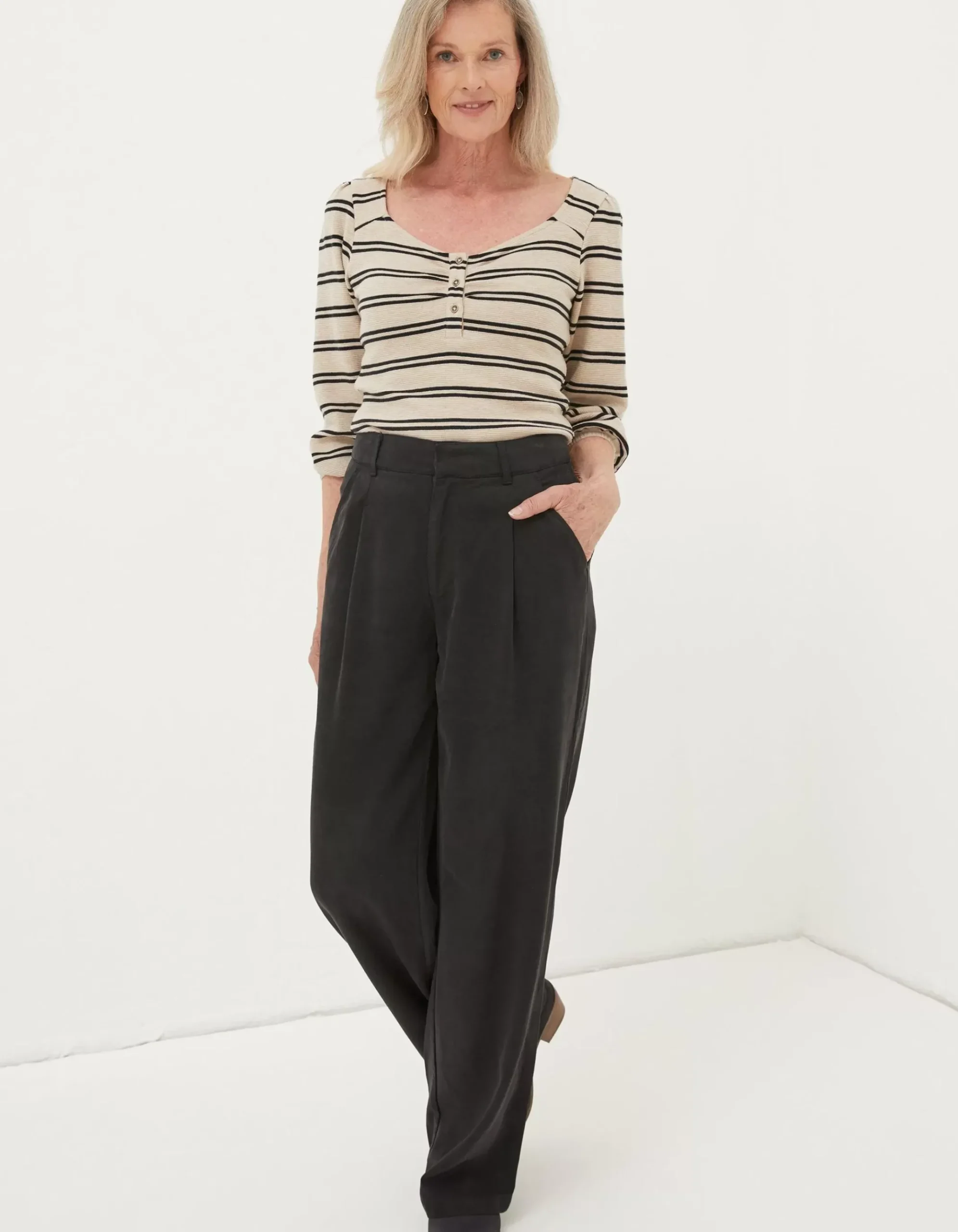 Kara Stripe Henley Top