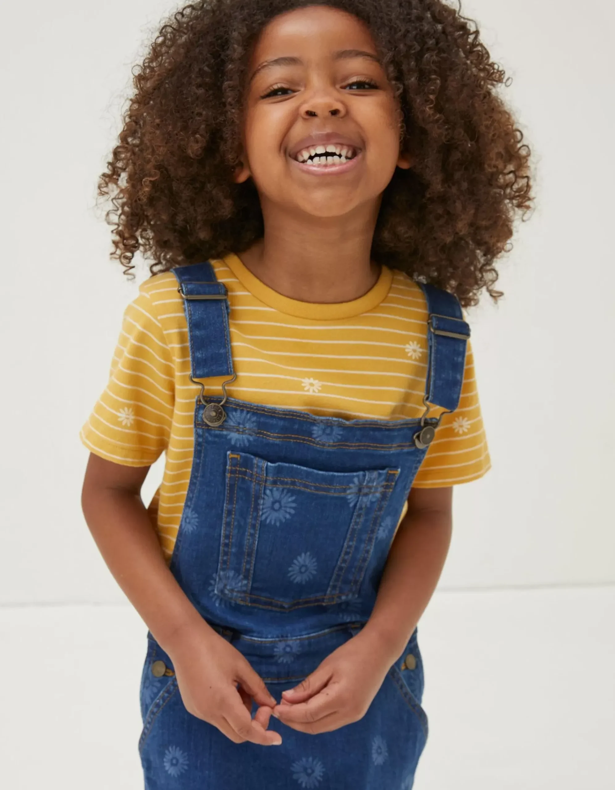 Laser Print Denim Pinafore Dress