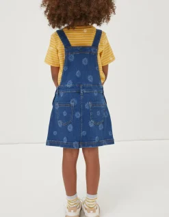 Laser Print Denim Pinafore Dress