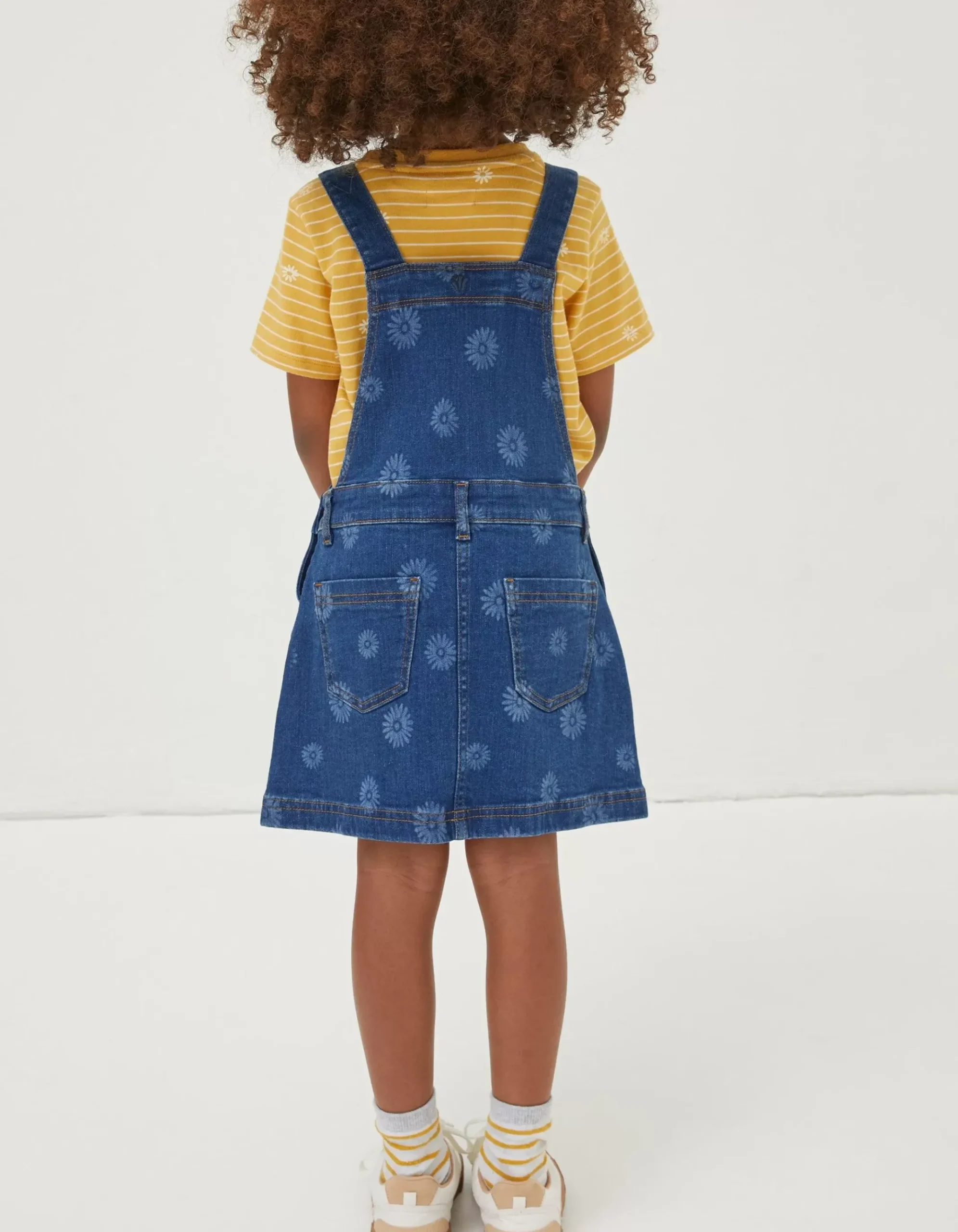 Laser Print Denim Pinafore Dress