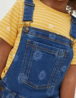 Laser Print Denim Pinafore Dress